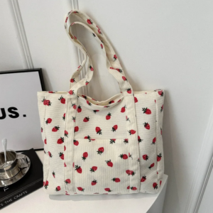corduroy handbag strawberries beach bag